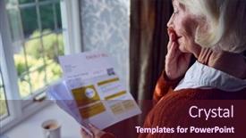  Presentation with energy crisis - PPT layouts enhanced with worried-senior-woman-opening-energy background and a wine colored foreground