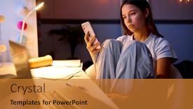  Presentation with mobile home - Presentation featuring worried-teenage-girl-sitting background and a gold colored foreground