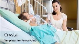  Presentation with hospital bed - PPT theme having worried woman looking at critical background and a arctic colored foreground