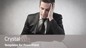  Presentation with balance - Slides consisting of worried young businessman calculating background and a  colored foreground