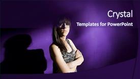  Presentation with purple wall - PPT layouts with worried young woman with arms crossed against purple wall with strong shadow sad girl in depression concept background and a navy blue colored foreground