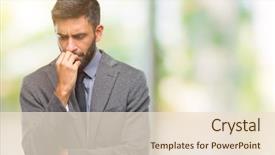  Presentation with anxiety - Audience pleasing slide deck consisting of worry - adult hispanic business man backdrop and a lemonade colored foreground