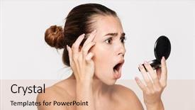  Presentation with mirror - Slide set consisting of worry - beauty portrait of a shocked background and a coral colored foreground