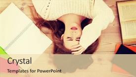  Presentation with student - Cool new slide set with worry - blonde student worried about exams backdrop and a lemonade colored foreground