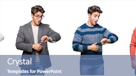  Presentation with young business man - Amazing PPT theme having worry - collage of young handsome business backdrop and a ocean colored foreground