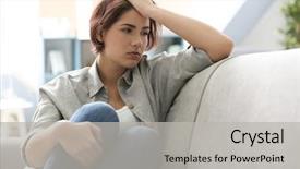 Presentation with young woman diagnosis of sti - Presentation theme consisting of worry - depressed young woman sitting background and a light gray colored foreground