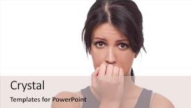  Presentation with head and neck anatomy - Colorful slide set enhanced with worry - head shot of worried woman backdrop and a lemonade colored foreground