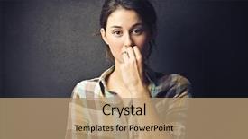  Presentation with worried female chlamydia - Slide set with worry - portrait of worried woman background and a coral colored foreground