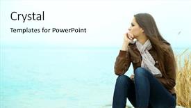  Presentation with lactation young woman breastfeeding - PPT layouts featuring worry - portrait of young serious woman background and a white colored foreground