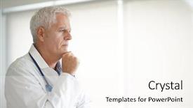  Presentation with being new doctor - Presentation featuring worry - senior male doctor being worried background and a cream colored foreground