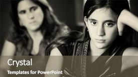  Presentation with teenage girl - Presentation theme having worry - teenage problems - defiant teenage background and a tawny brown colored foreground