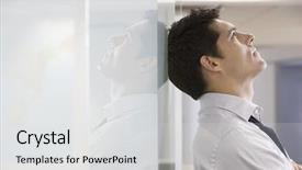  Presentation with unhappy - Audience pleasing slides consisting of worry - unhappy businessman leaning back backdrop and a light gray colored foreground