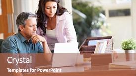  Presentation with young man holdng laptop on lap money - Audience pleasing presentation design consisting of worry - worried hispanic couple using laptop backdrop and a red colored foreground