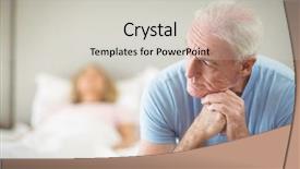  Presentation with home - Slide set having worry - worried senior man sitting background and a light gray colored foreground