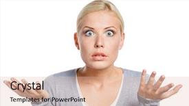  Presentation with woman hands raised to sky - Slide deck consisting of worry - worried woman spread hands background and a lemonade colored foreground