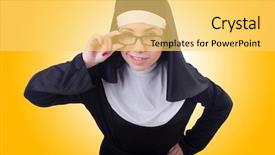  Presentation with nun - Colorful PPT layouts enhanced with devotional dance - funny nun isolated backdrop and a  colored foreground