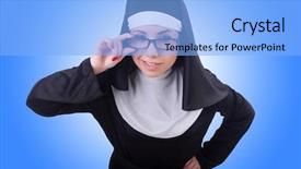  Presentation with nun - Cool new theme with devotional dance - funny nun isolated backdrop and a light blue colored foreground