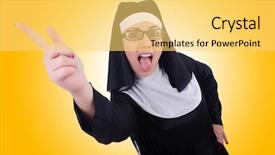  Presentation with nun - Presentation theme enhanced with devotional dance - funny nun isolated background and a  colored foreground