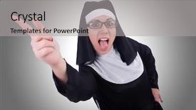  Presentation with nun - PPT theme enhanced with devotional dance - funny nun isolated background and a  colored foreground
