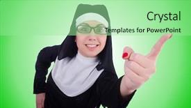  Presentation with nun - Slide deck with devotional dance - funny nun isolated background and a  colored foreground
