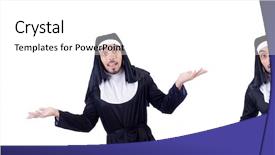  Presentation with nun - Colorful PPT theme enhanced with devotional dance - male nun in funny religious backdrop and a white colored foreground