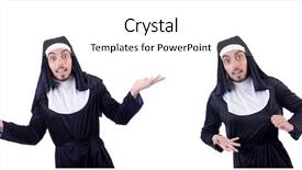  Presentation with nun - Cool new slide deck with devotional dance - male nun in funny religious backdrop and a cool aqua colored foreground