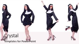  Presentation with nun - Slides enhanced with devotional dance - nun isolated on the white background and a lemonade colored foreground