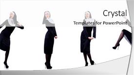  Presentation with pretty japanese - Amazing presentation theme having devotional dance - pretty nun isolated on white backdrop and a  colored foreground