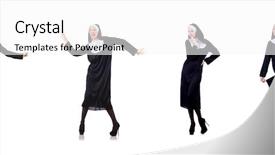  Presentation with nun - Colorful presentation enhanced with devotional dance - pretty nun isolated on white backdrop and a  colored foreground