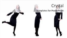  Presentation with pretty 3d animation - Amazing theme having devotional dance - pretty nun isolated on white backdrop and a white colored foreground