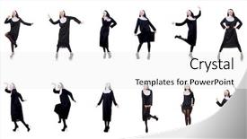  Presentation with nun - Presentation with devotional dance - pretty nun isolated on white background and a  colored foreground