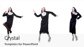  Presentation with nun - Cool new presentation theme with devotional dance - pretty nun isolated on white backdrop and a white colored foreground