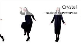  Presentation with nun - Colorful presentation theme enhanced with devotional dance - pretty nun isolated on white backdrop and a  colored foreground