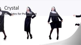  Presentation with nun - Beautiful presentation featuring devotional dance - pretty nun isolated on white backdrop and a light blue colored foreground