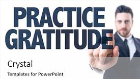  Presentation with gratitude - Cool new PPT theme with worship leader - business man pointing the text backdrop and a white colored foreground