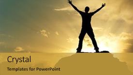  Presentation with element - Colorful slide set enhanced with worshiping hands - silhouette of man and beautiful backdrop and a gold colored foreground