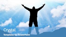  Presentation with sunshine - Theme enhanced with worshiping hands - silhouette of man and sunshine background and a teal colored foreground