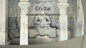  Presentation with rock stone - Slide deck with worshippers - stone sculptures in the ellora background and a  colored foreground