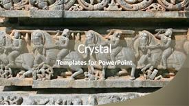  Presentation with india temple - Presentation theme having worshippers - stone sculptures on the astonishingly background and a gray colored foreground
