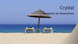  Presentation with sun - Amazing slide deck having worshippers - sun lounger on empty sandy backdrop and a light blue colored foreground