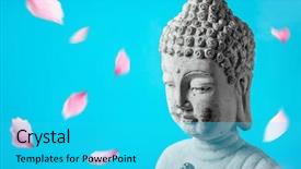  Presentation with meditation - Cool new presentation theme with worshipping flowers - buddha in meditation with flower backdrop and a cyan colored foreground
