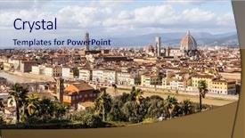  Presentation with panoramic - Cool new PPT theme with worshipping flowers - panoramic of florence city backdrop and a lemonade colored foreground