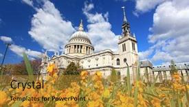  Presentation with paul - Beautiful PPT theme featuring worshipping flowers - st paul cathedral with yellow backdrop and a gold colored foreground