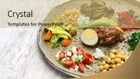  Presentation with dinner - Beautiful presentation theme featuring wot - ethiopian cuisine one plate dinner backdrop and a yellow colored foreground