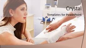  Presentation with bandaging - Cool new presentation theme with wound - bandaging hand patient in hospital backdrop and a mint green colored foreground
