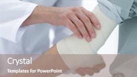  Presentation with wound - Colorful PPT layouts enhanced with wound - closeup doctor applying elastic bandage backdrop and a coral colored foreground