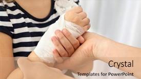  Presentation with children around the world - Colorful PPT layouts enhanced with wound - woman wounding bandage around little backdrop and a coral colored foreground