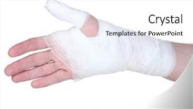  Presentation with wound care - Cool new slide deck with wound care - bandaged hand isolated on white backdrop and a white colored foreground