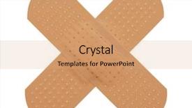  Presentation with wound - Colorful presentation theme enhanced with wound care - first-aid plaster isolated on white backdrop and a coral colored foreground