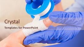  Presentation with wound care - Presentation theme with wound care - hands in blue gloves s background and a lemonade colored foreground